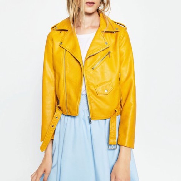 Zara vegan leather jacket like new! Mustard Yellow - Picture 3 of 8